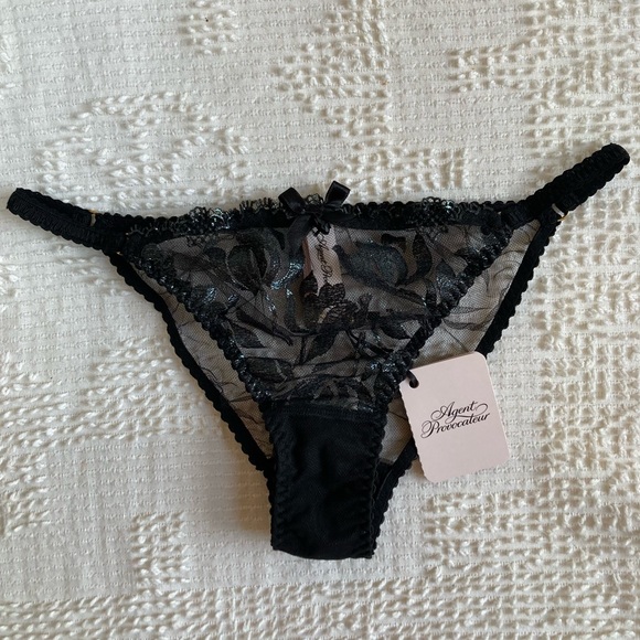 AGENT PROVOCATEUR Sparkle Brief in Black - Shimmer Lace Panties - Picture 7 of 16